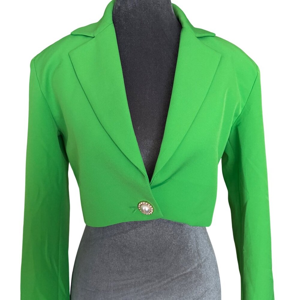 Alexia Admor Womens Green Cropped Blazer Size S - Picture 3 of 7